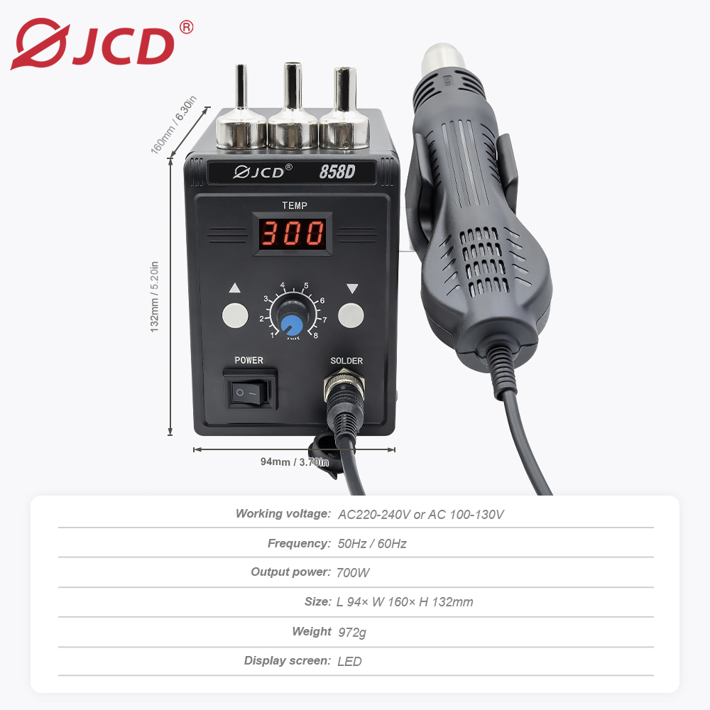 JCD Hot Air Gun 858D BGA Rewor - Hot Air Station 858 recensie en prijs